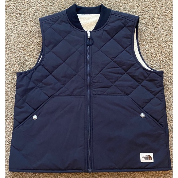 North Face Womens Cuchillo Vest Quilted Sherpa Fleece Full Zip Pockets Sz Medium - Picture 1 of 6